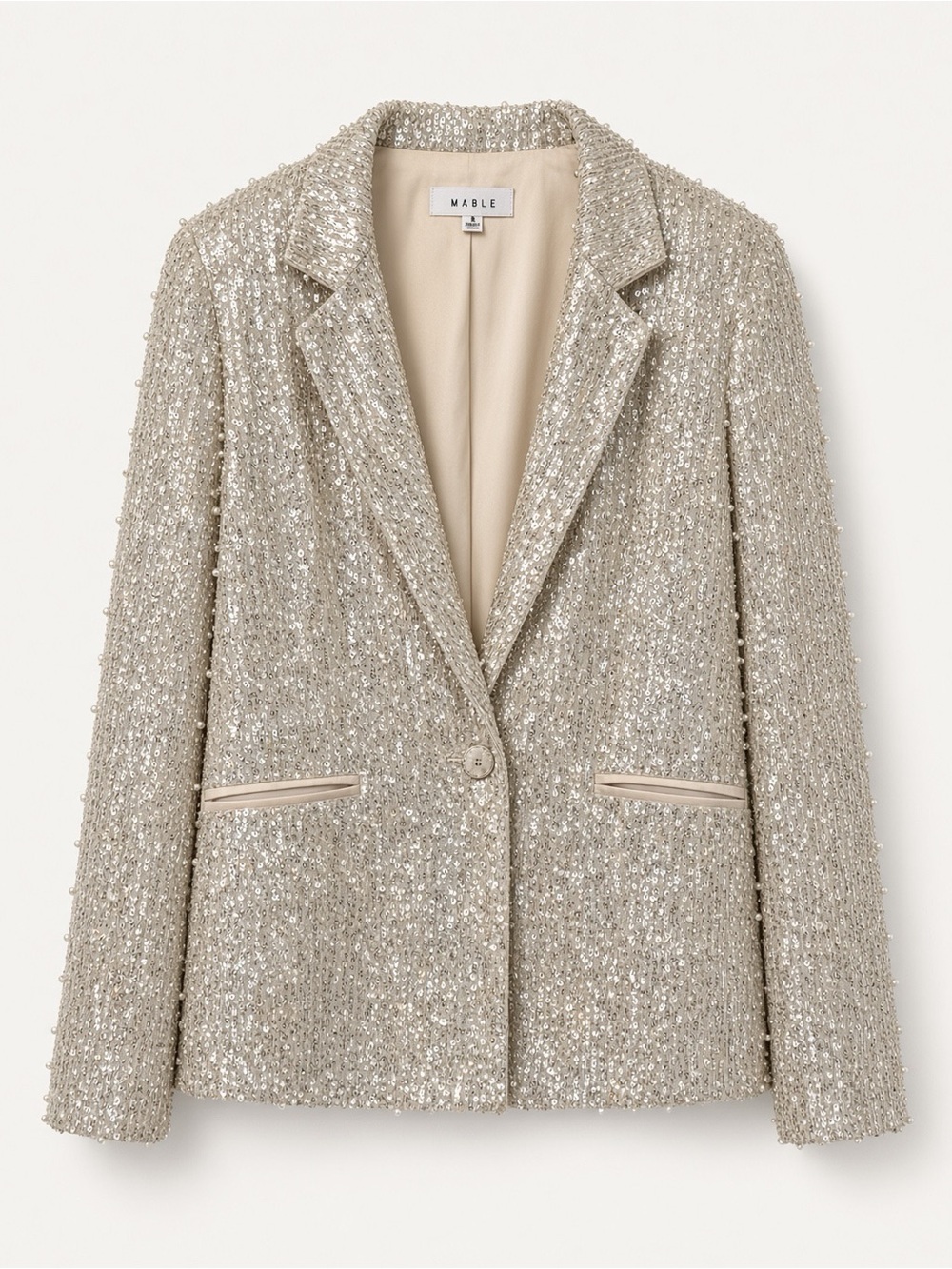 MARBLE Champagne Sequin Tweed Blazer: Anthropologie Exclusive